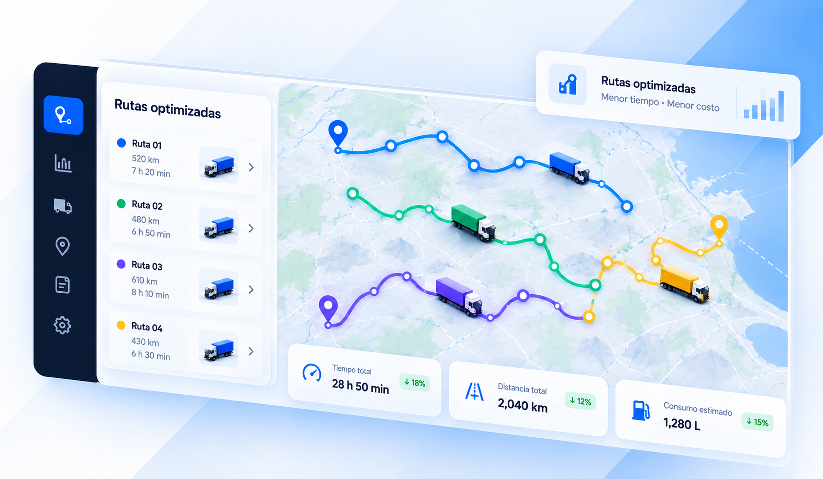 Mapa de rutas optimizadas